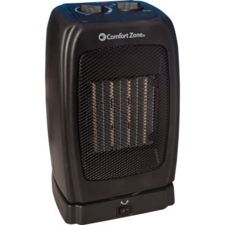 COMFORT ZONE Comfort ZoneÂ Portable Fan Forced Ceramic Heater, Adjustable Thermostat, 120V, Black, 1500 Watt CZ448E